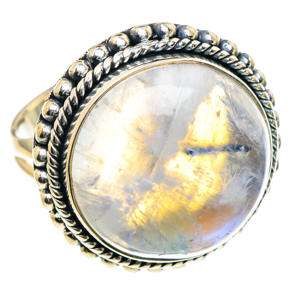 Rainbow Moonstone Rings handcrafted by Anasilvercos - RING93505