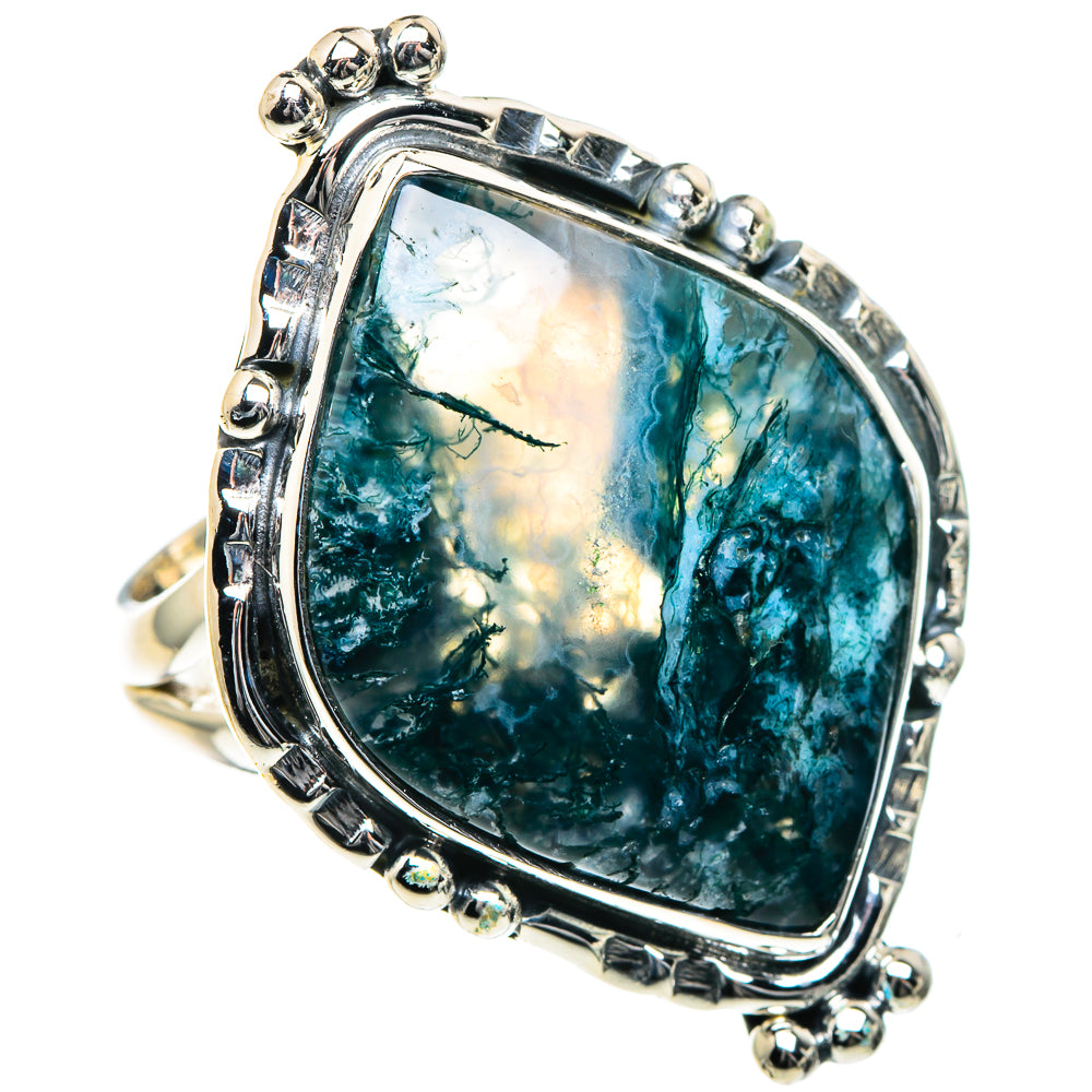Green Moss Agate Rings handcrafted by Anasilvercos - RING93523