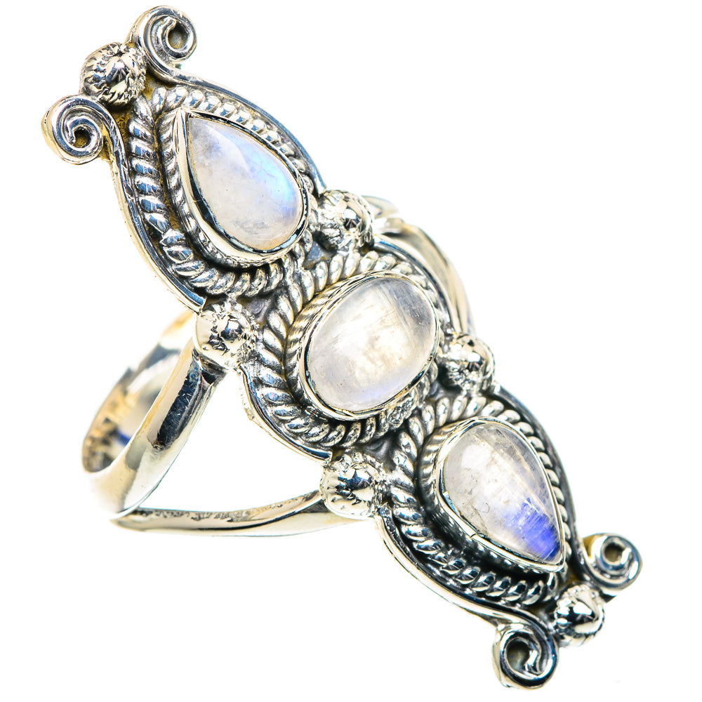 Rainbow Moonstone Rings handcrafted by Anasilvercos - RING93537