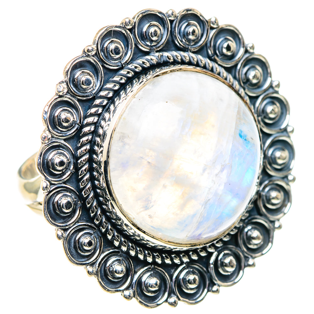 Rainbow Moonstone Rings handcrafted by Anasilvercos - RING93557