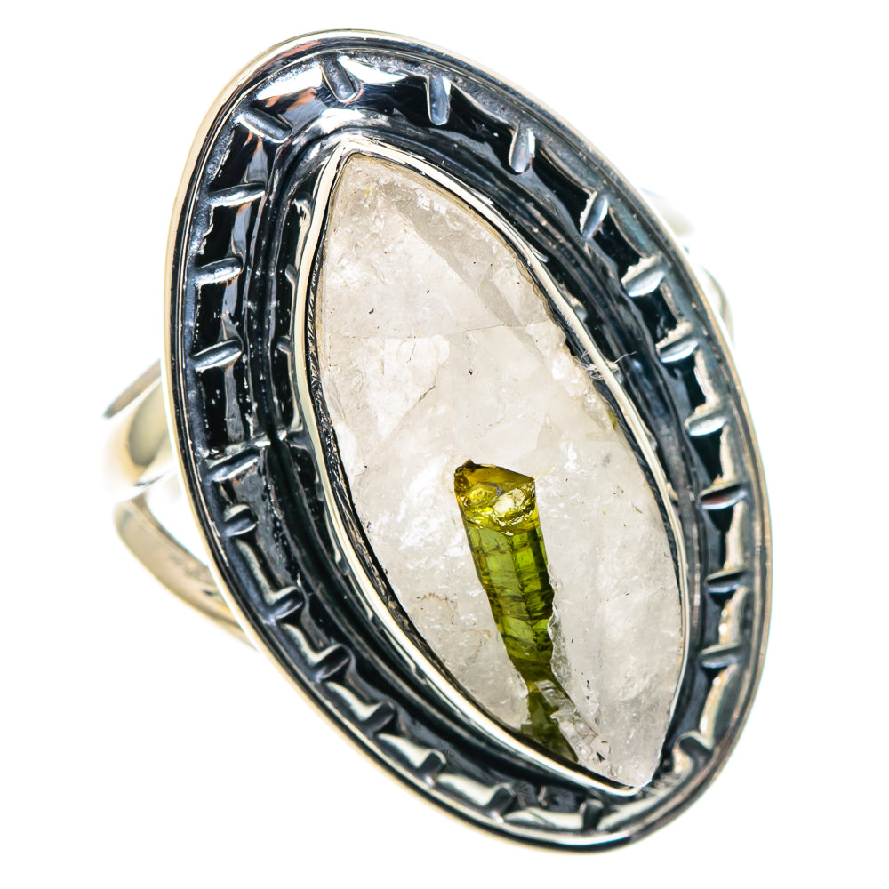 Green Tourmaline In Quartz Rings handcrafted by Anasilvercos - RING93650