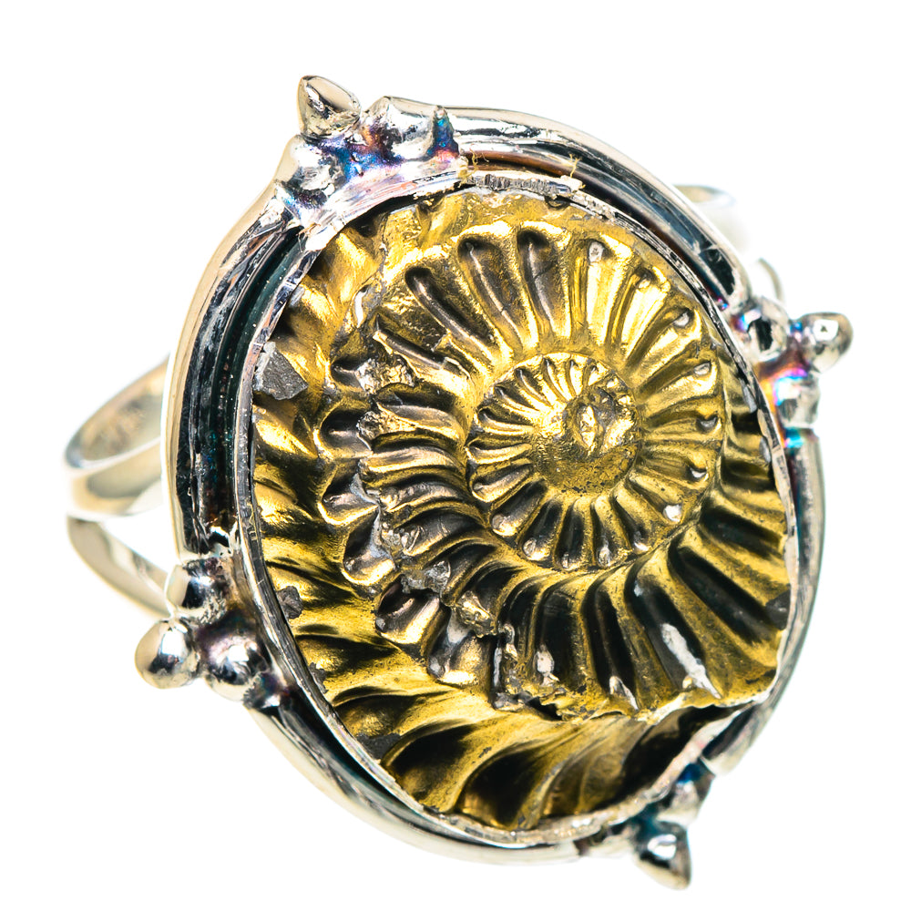 Pyrite Fossil Rings handcrafted by Anasilvercos - RING93678
