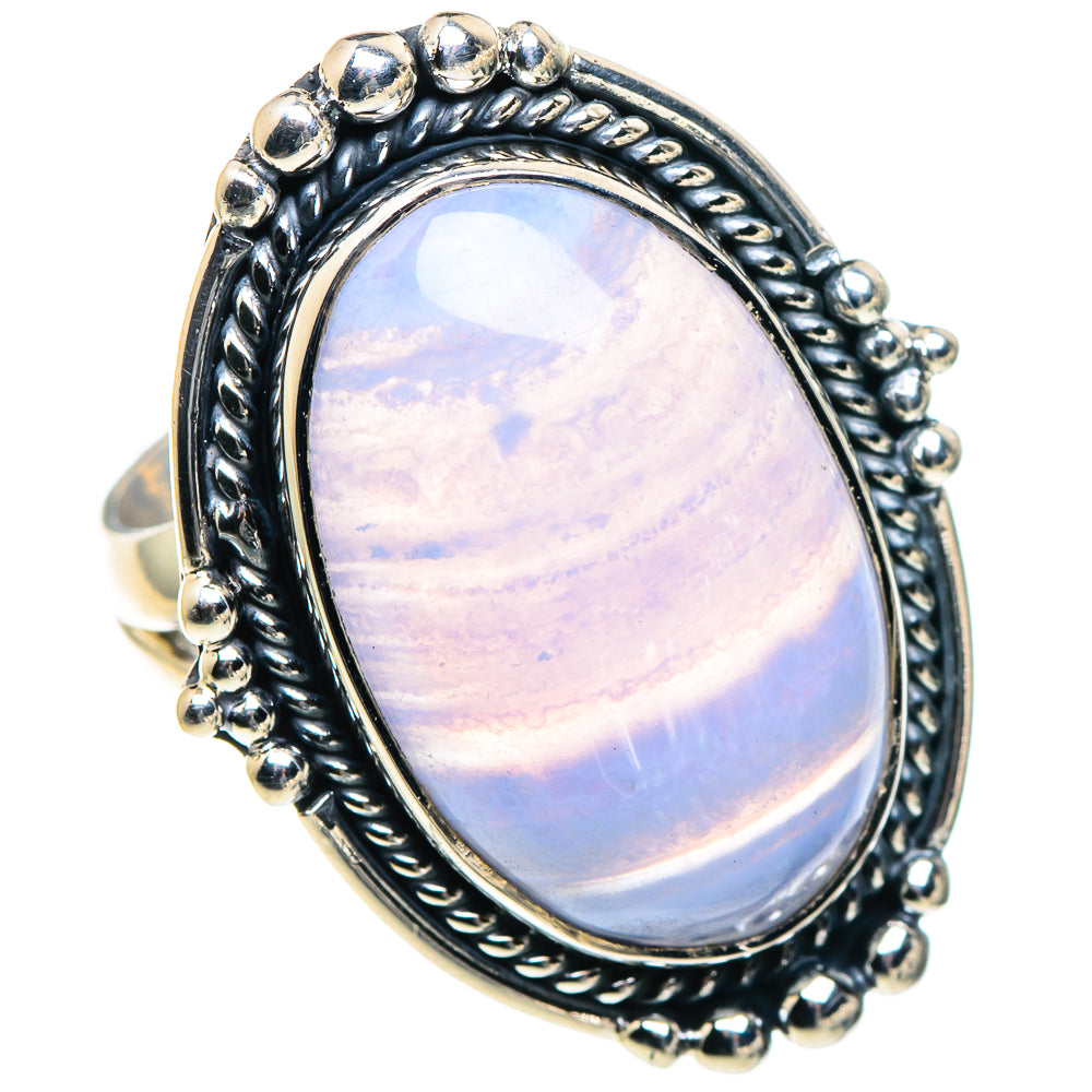 Blue Lace Agate Rings handcrafted by Anasilvercos - RING93681