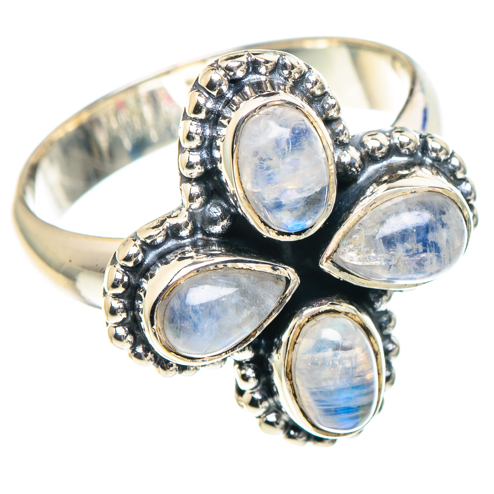 Rainbow Moonstone Rings handcrafted by Anasilvercos - RING93682