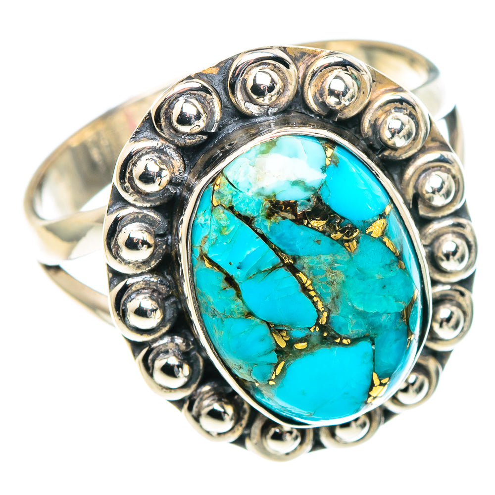 Blue Copper Composite Turquoise Rings handcrafted by Anasilvercos - RING93689