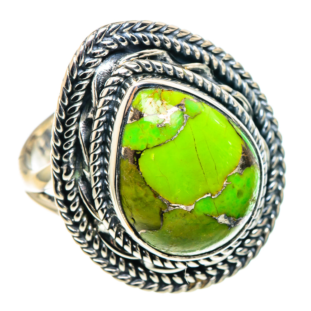 Green Copper Composite Turquoise Rings handcrafted by Anasilvercos - RING93693