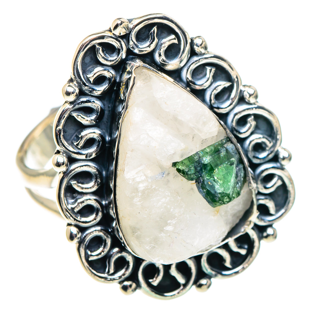 Green Tourmaline In Quartz Rings handcrafted by Anasilvercos - RING93707