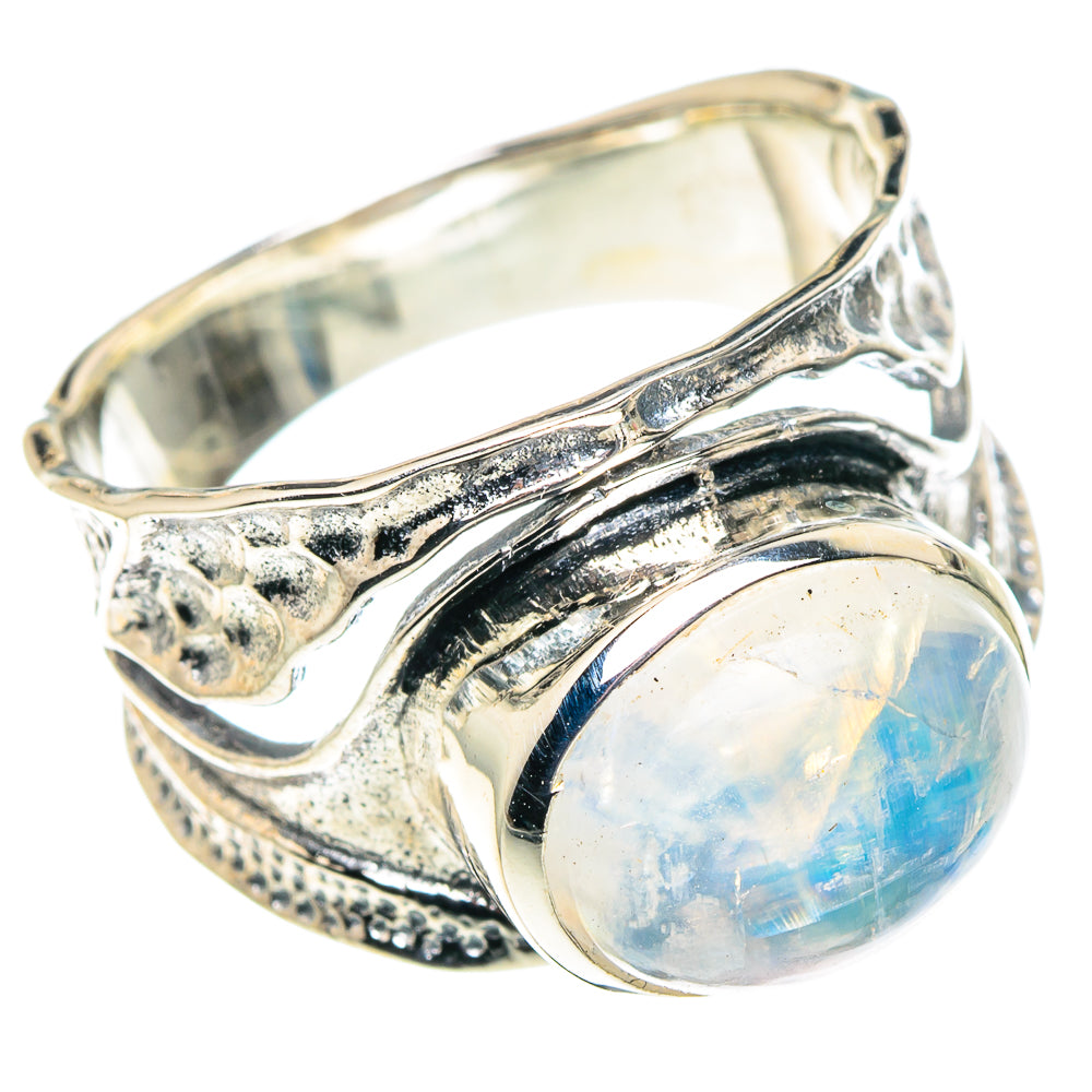 Rainbow Moonstone Rings handcrafted by Anasilvercos - RING93708