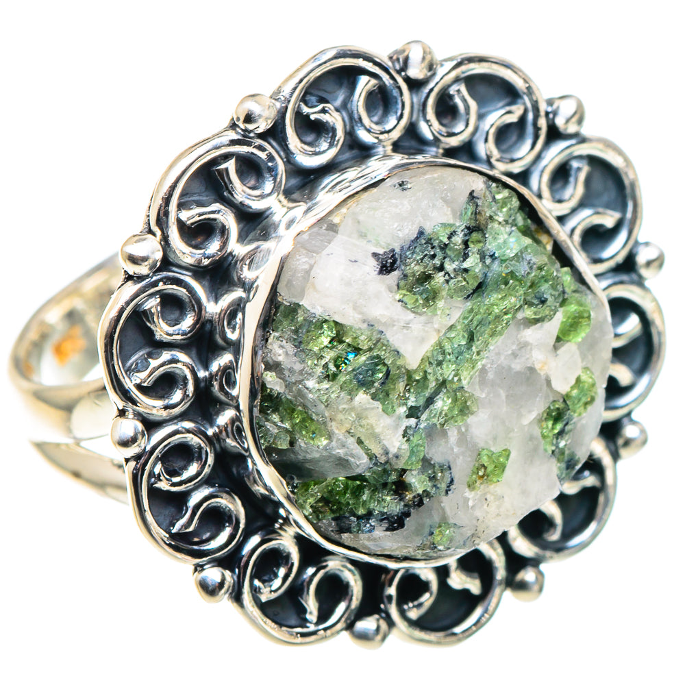 Green Tourmaline In Quartz Rings handcrafted by Anasilvercos - RING93721