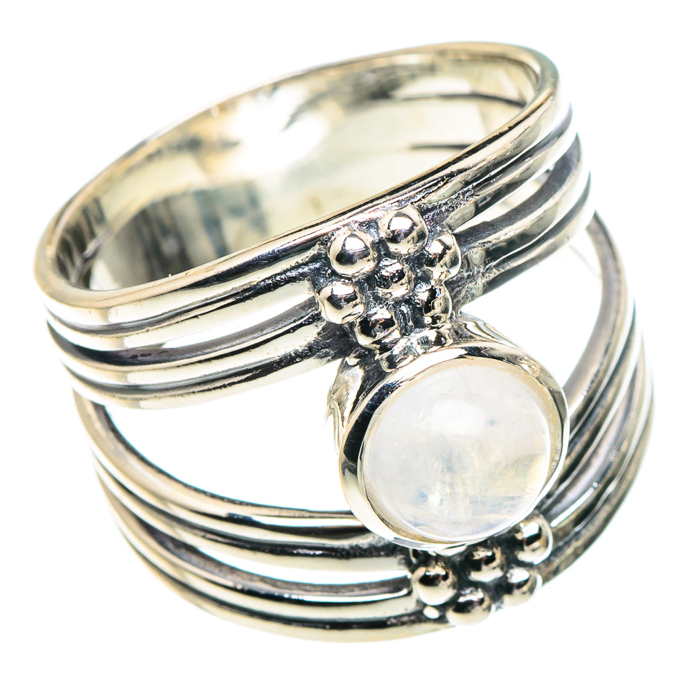 Rainbow Moonstone Rings handcrafted by Anasilvercos - RING93734