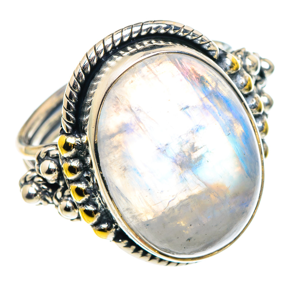 Rainbow Moonstone Rings handcrafted by Anasilvercos - RING93735