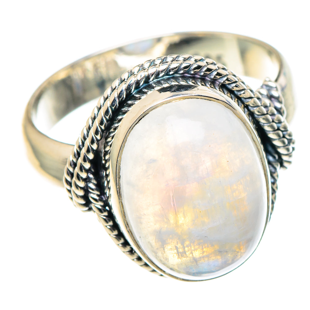 Rainbow Moonstone Rings handcrafted by Anasilvercos - RING93757