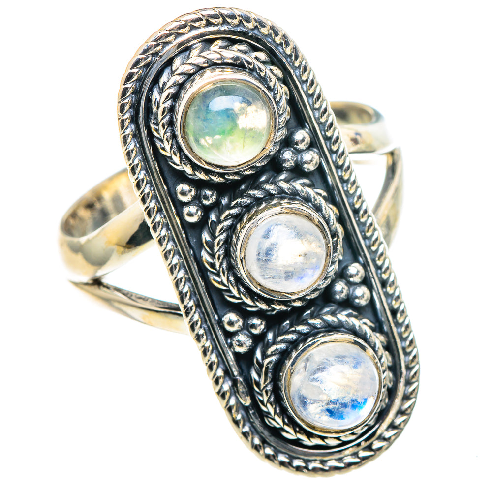 Rainbow Moonstone Rings handcrafted by Anasilvercos - RING93759
