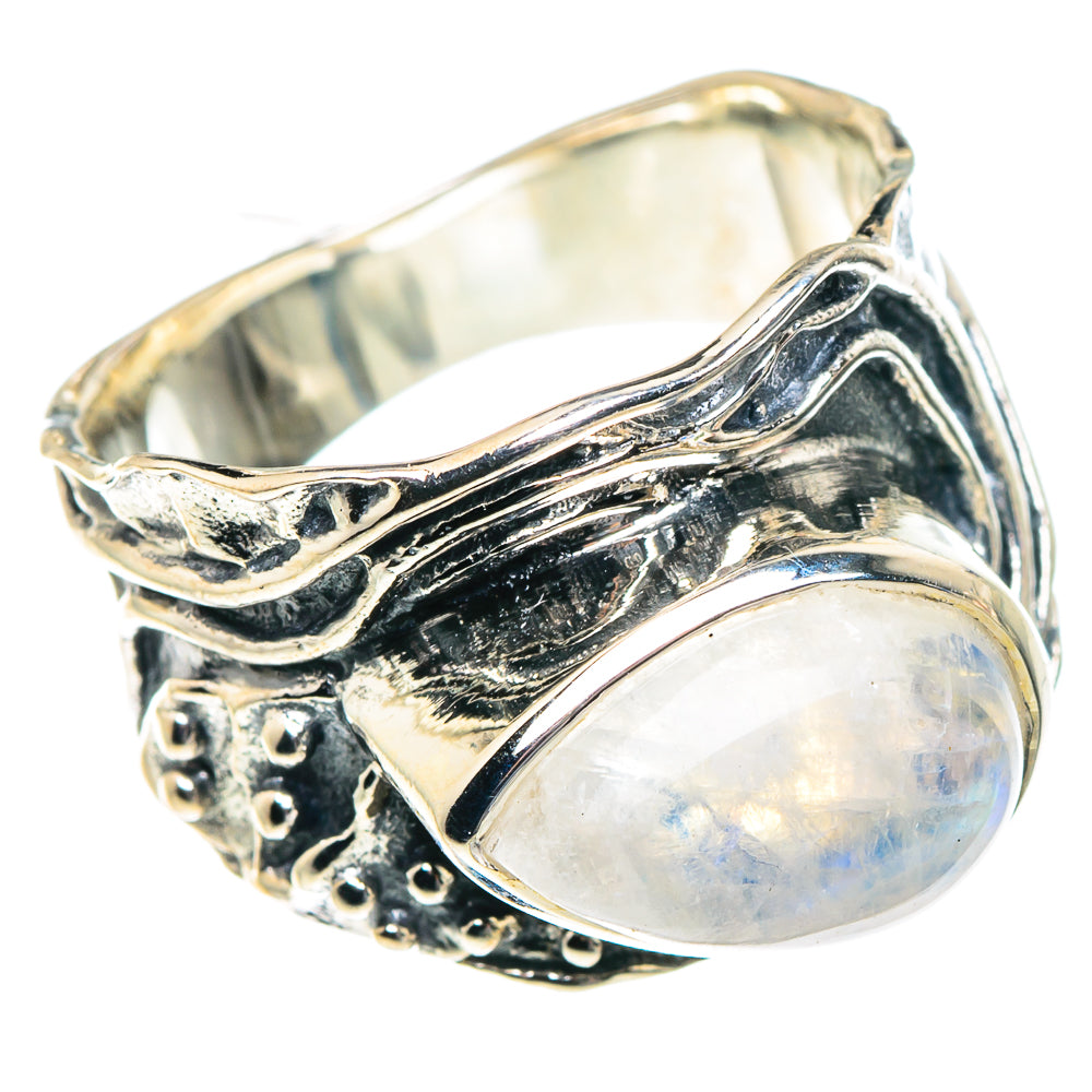 Rainbow Moonstone Rings handcrafted by Anasilvercos - RING93777