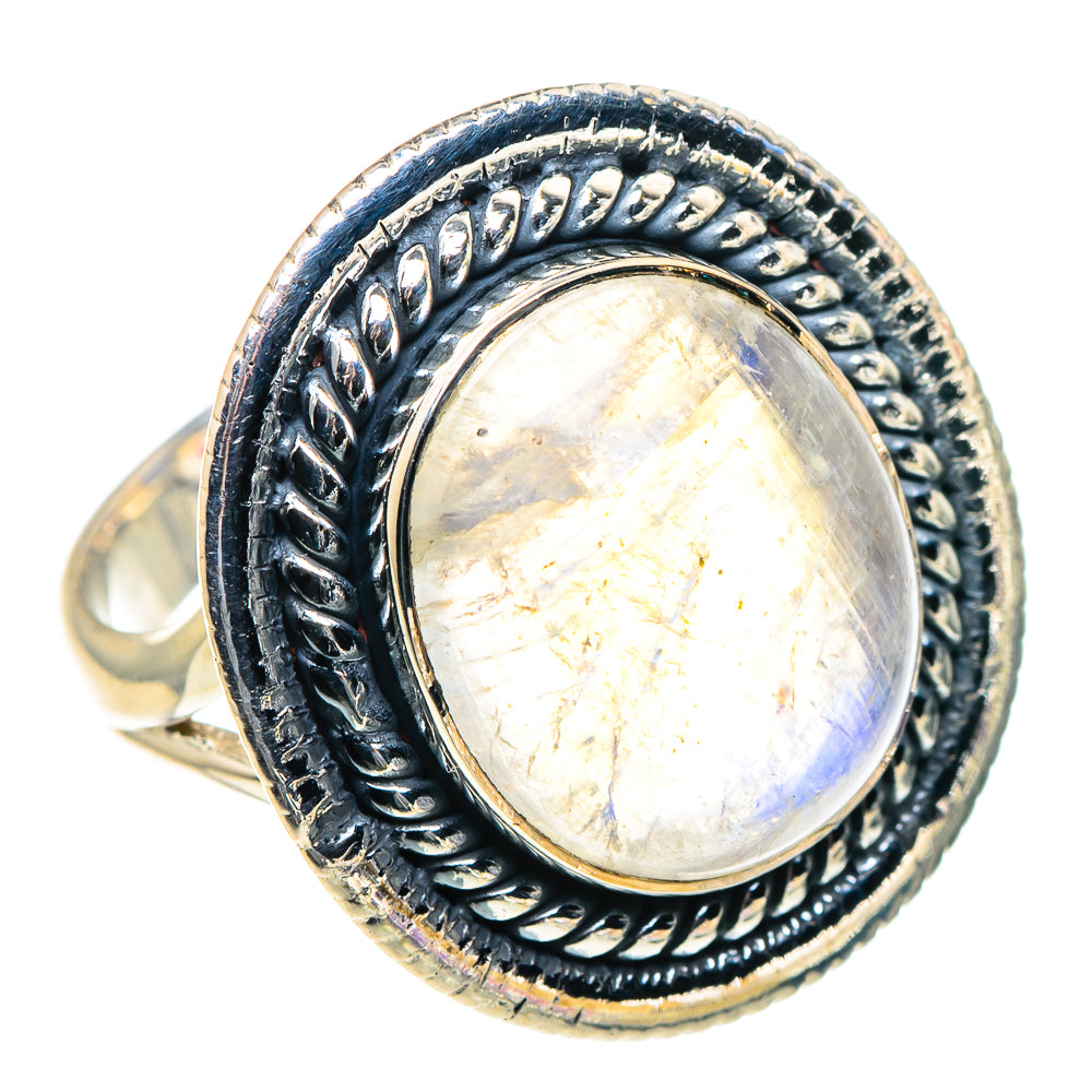 Rainbow Moonstone Rings handcrafted by Anasilvercos - RING93778
