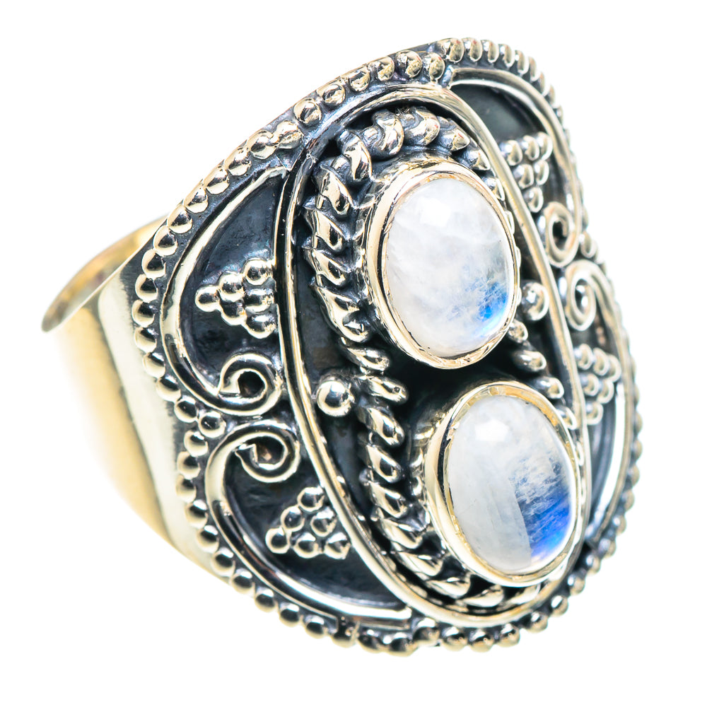 Rainbow Moonstone Rings handcrafted by Anasilvercos - RING93796
