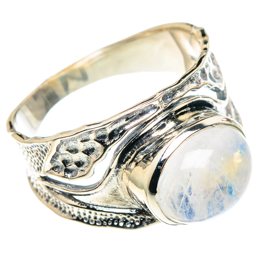 Rainbow Moonstone Rings handcrafted by Anasilvercos - RING93797