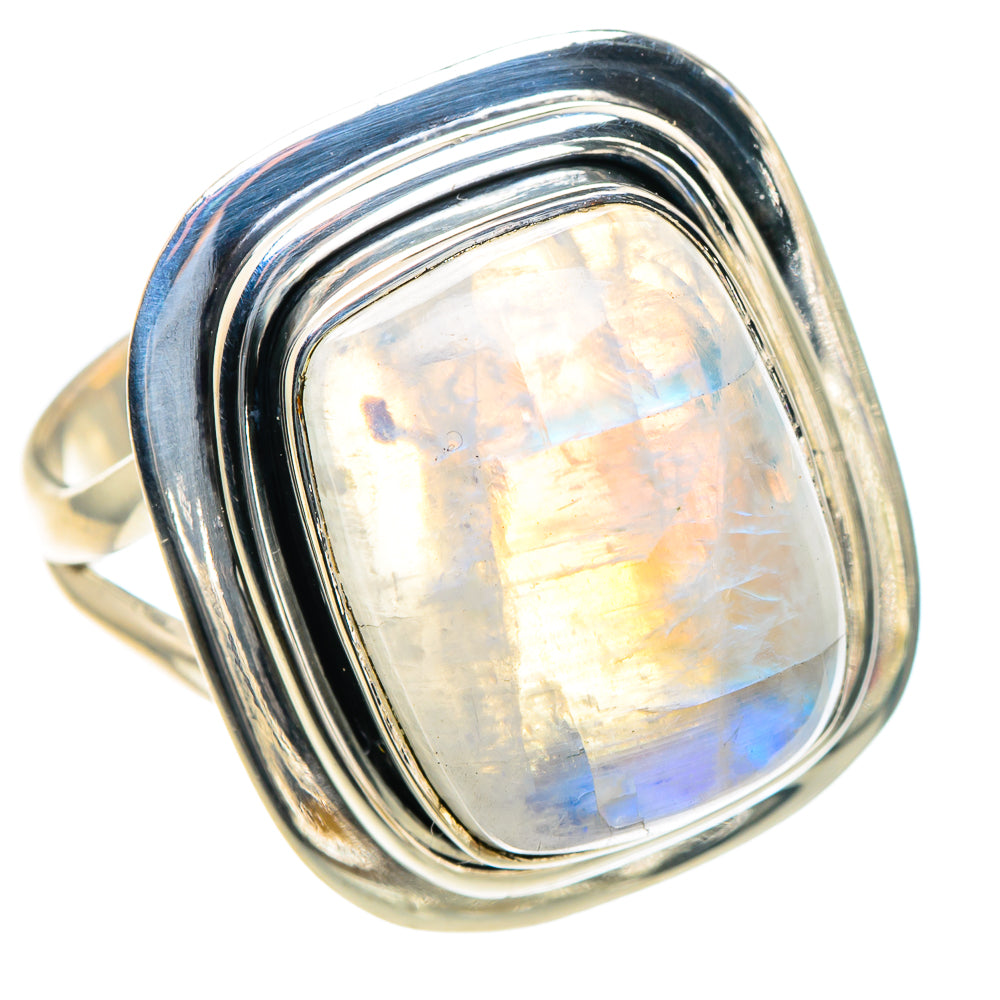 Rainbow Moonstone Rings handcrafted by Anasilvercos - RING93798