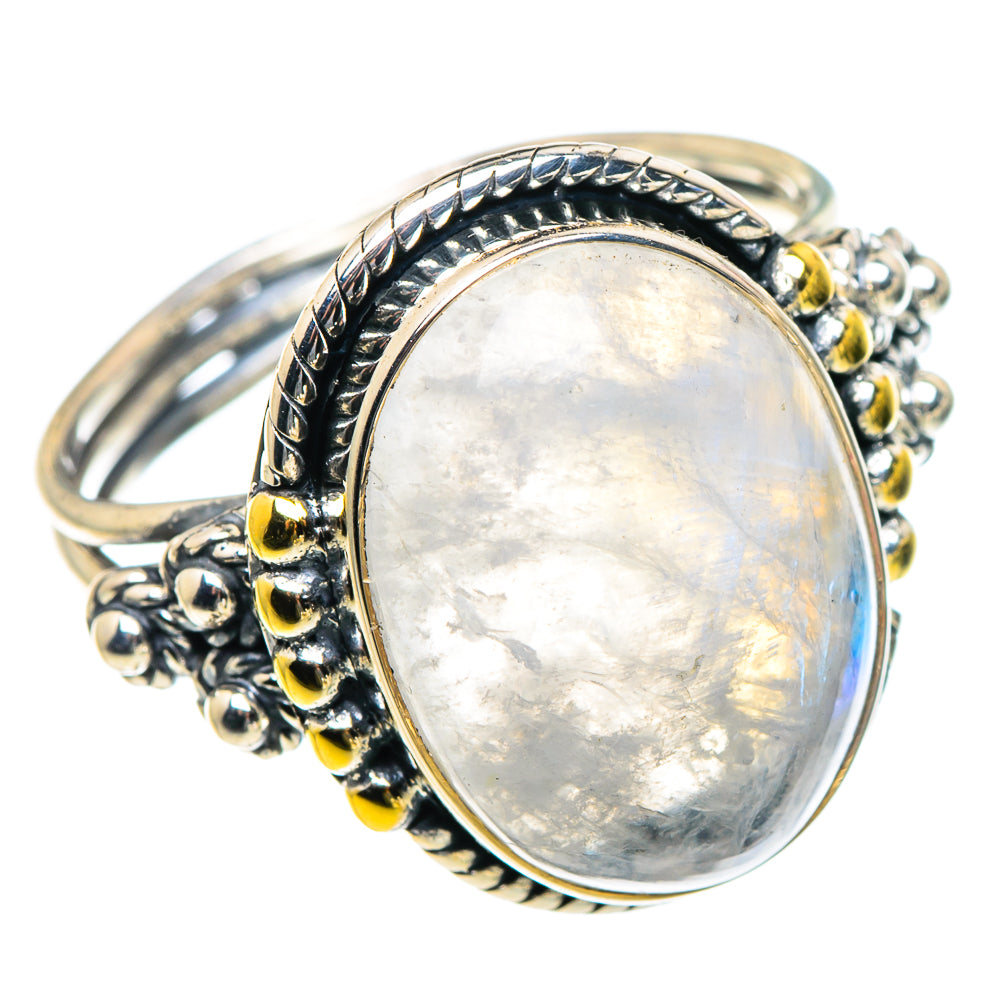 Rainbow Moonstone Rings handcrafted by Anasilvercos - RING93799