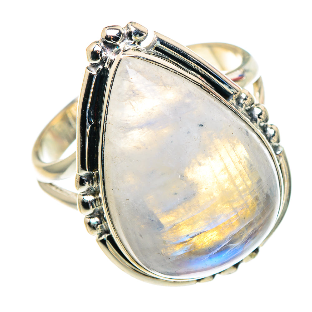 Rainbow Moonstone Rings handcrafted by Anasilvercos - RING93800