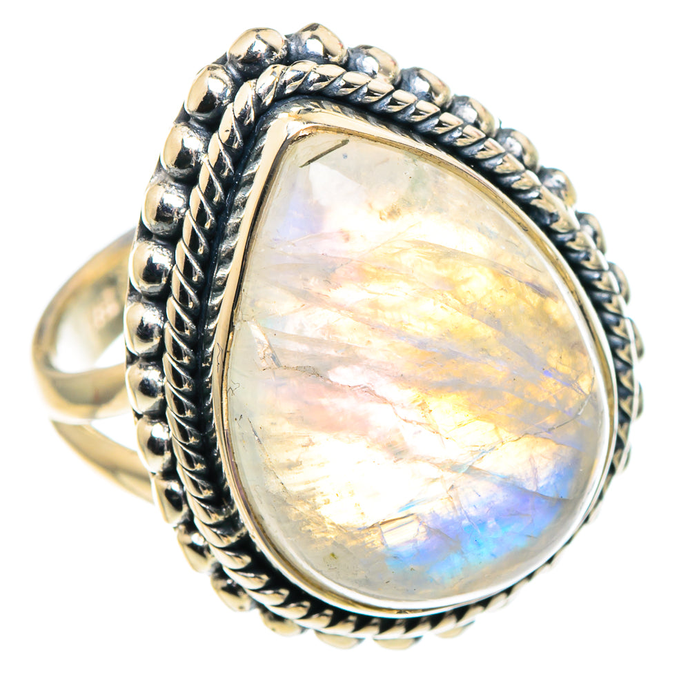 Rainbow Moonstone Rings handcrafted by Anasilvercos - RING93816