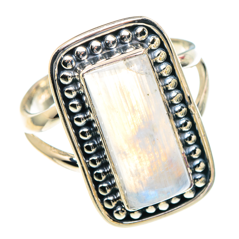 Rainbow Moonstone Rings handcrafted by Anasilvercos - RING93817