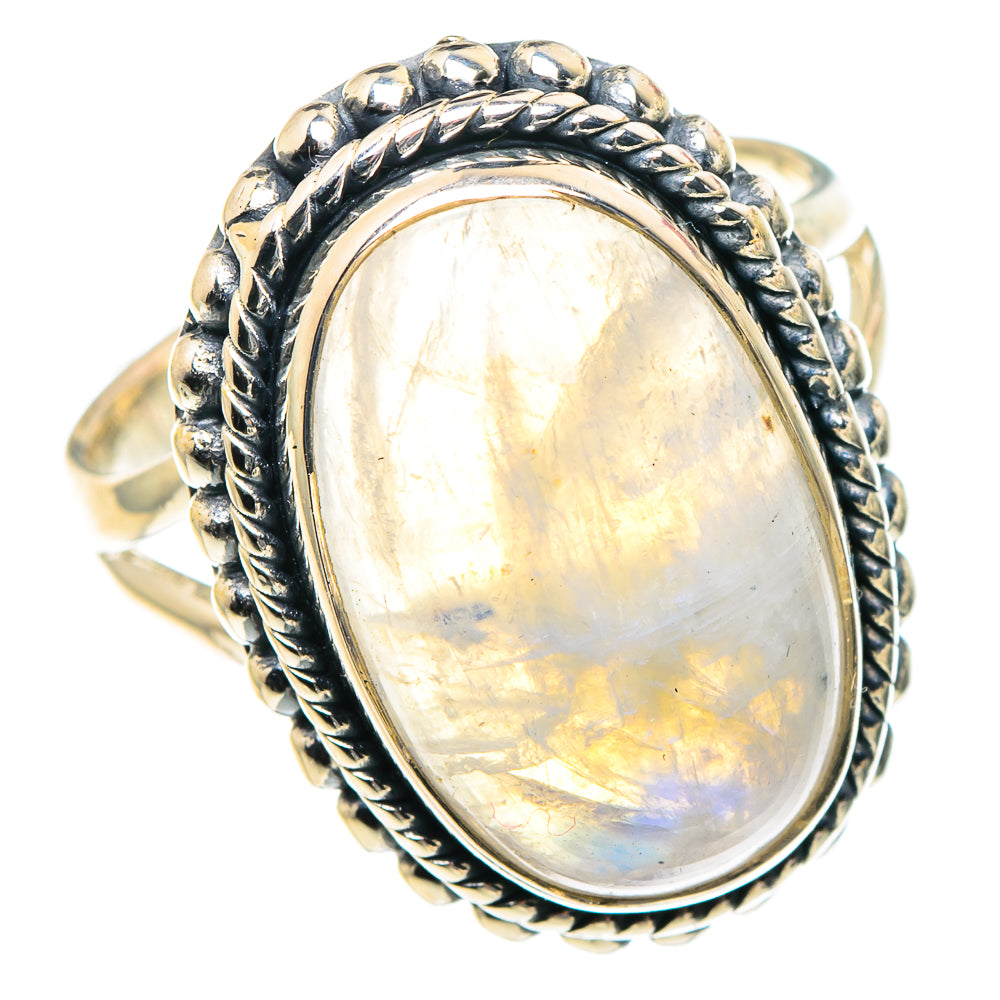 Rainbow Moonstone Rings handcrafted by Anasilvercos - RING93818