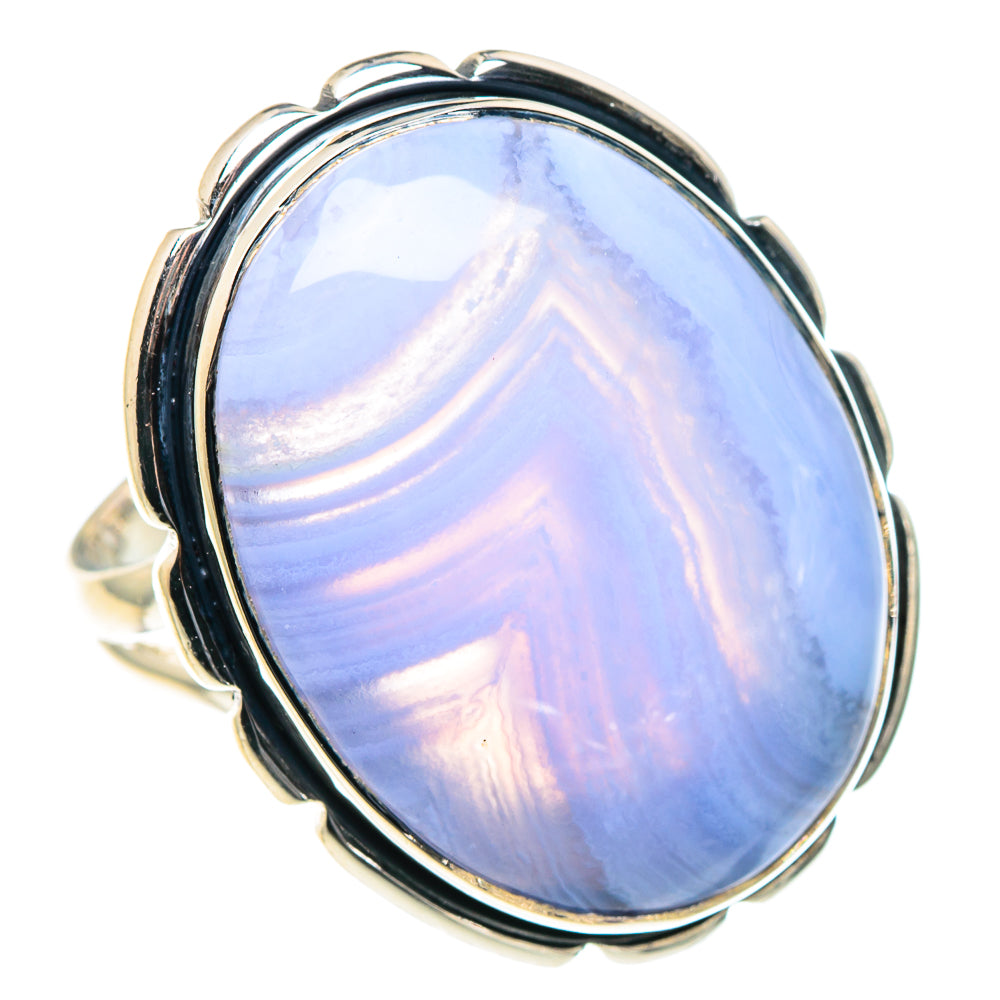 Blue Lace Agate Rings handcrafted by Anasilvercos - RING93864