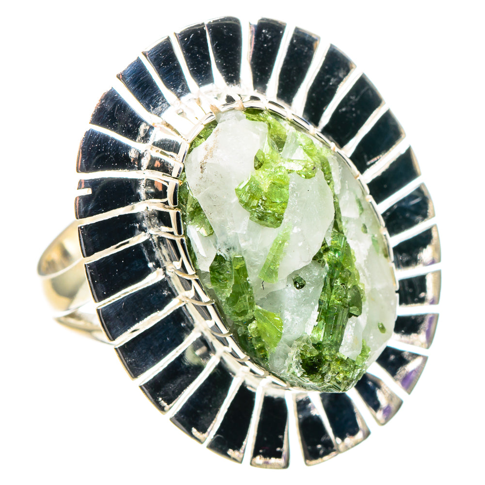 Green Tourmaline In Quartz Rings handcrafted by Anasilvercos - RING93877