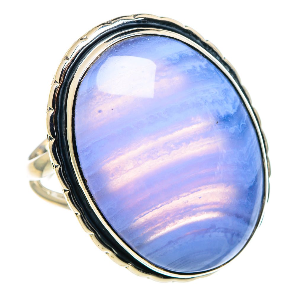 Blue Lace Agate Rings handcrafted by Anasilvercos - RING93902