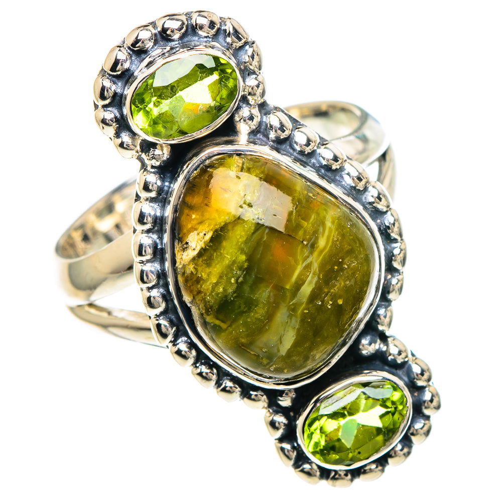 African Green Opal Rings handcrafted by Anasilvercos - RING93937