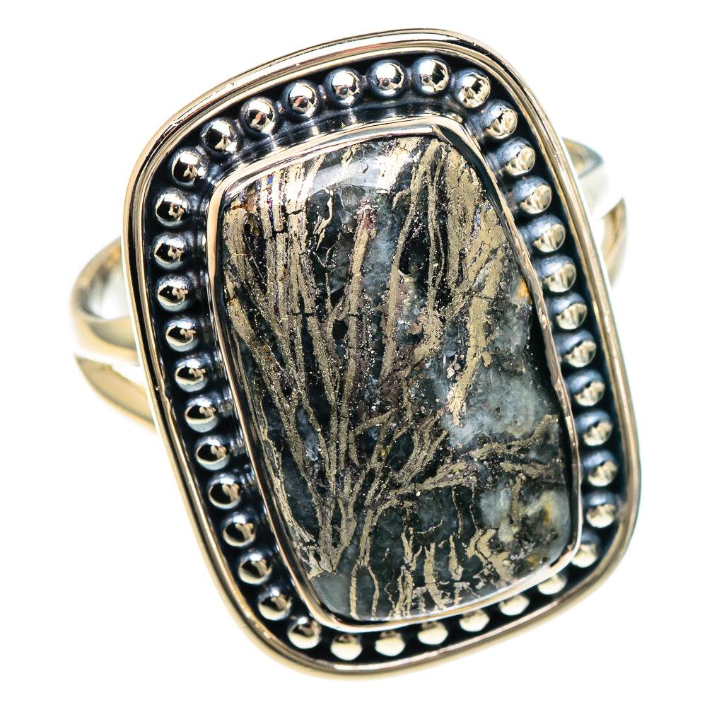 Pyrite Agate Rings handcrafted by Anasilvercos - RING93949 - Photo 2
