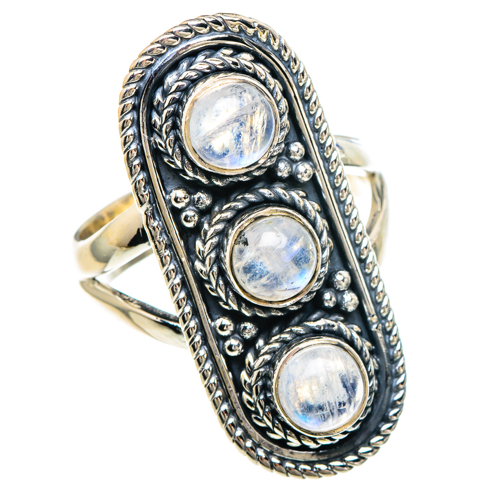 Rainbow Moonstone Rings handcrafted by Anasilvercos - RING93952