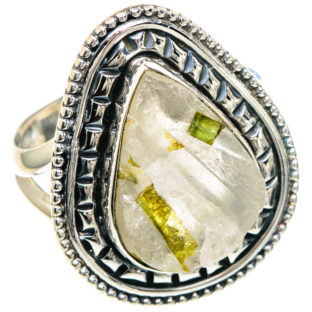 Green Tourmaline In Quartz Rings handcrafted by Anasilvercos - RING93953 - Photo 2