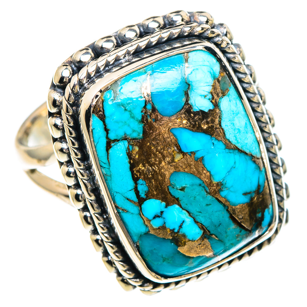 Blue Copper Composite Turquoise Rings handcrafted by Anasilvercos - RING93961