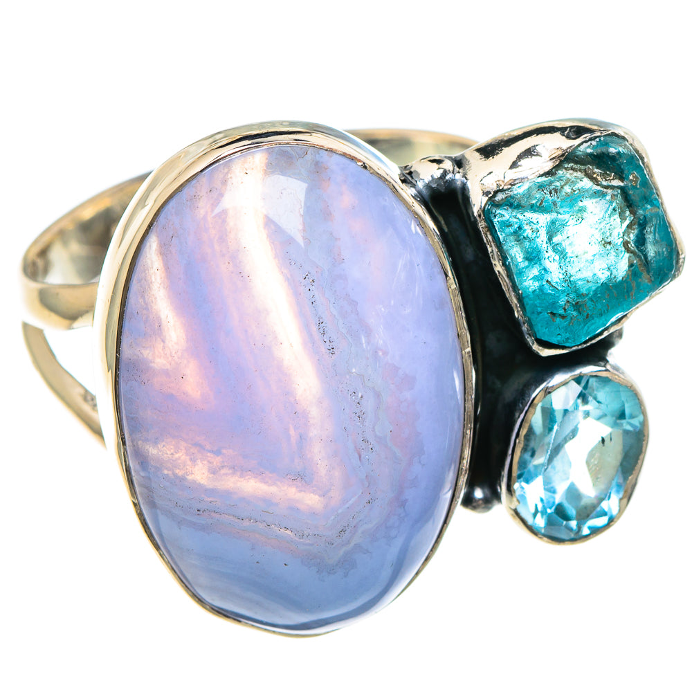 Blue Lace Agate Rings handcrafted by Anasilvercos - RING93985