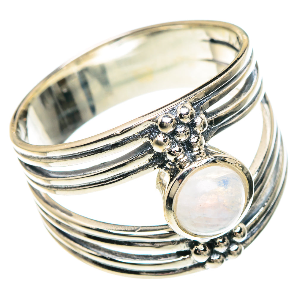 Rainbow Moonstone Rings handcrafted by Anasilvercos - RING94001