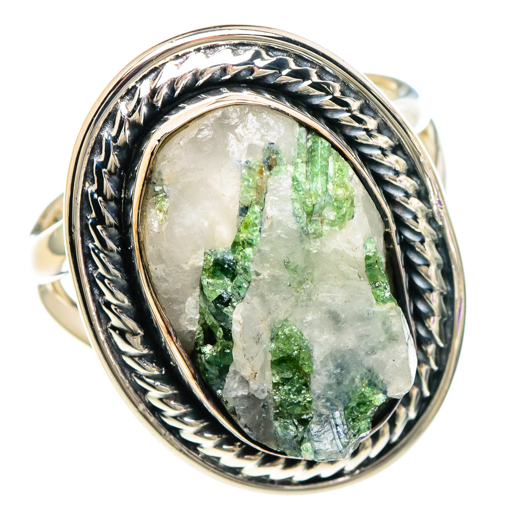 Green Tourmaline In Quartz Rings handcrafted by Anasilvercos - RING94009 - Photo 2