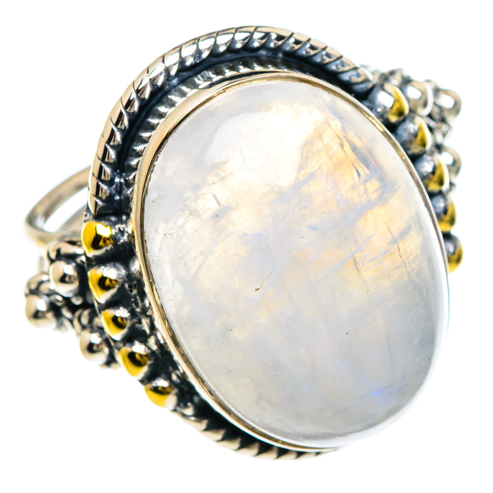 Rainbow Moonstone Rings handcrafted by Anasilvercos - RING94020
