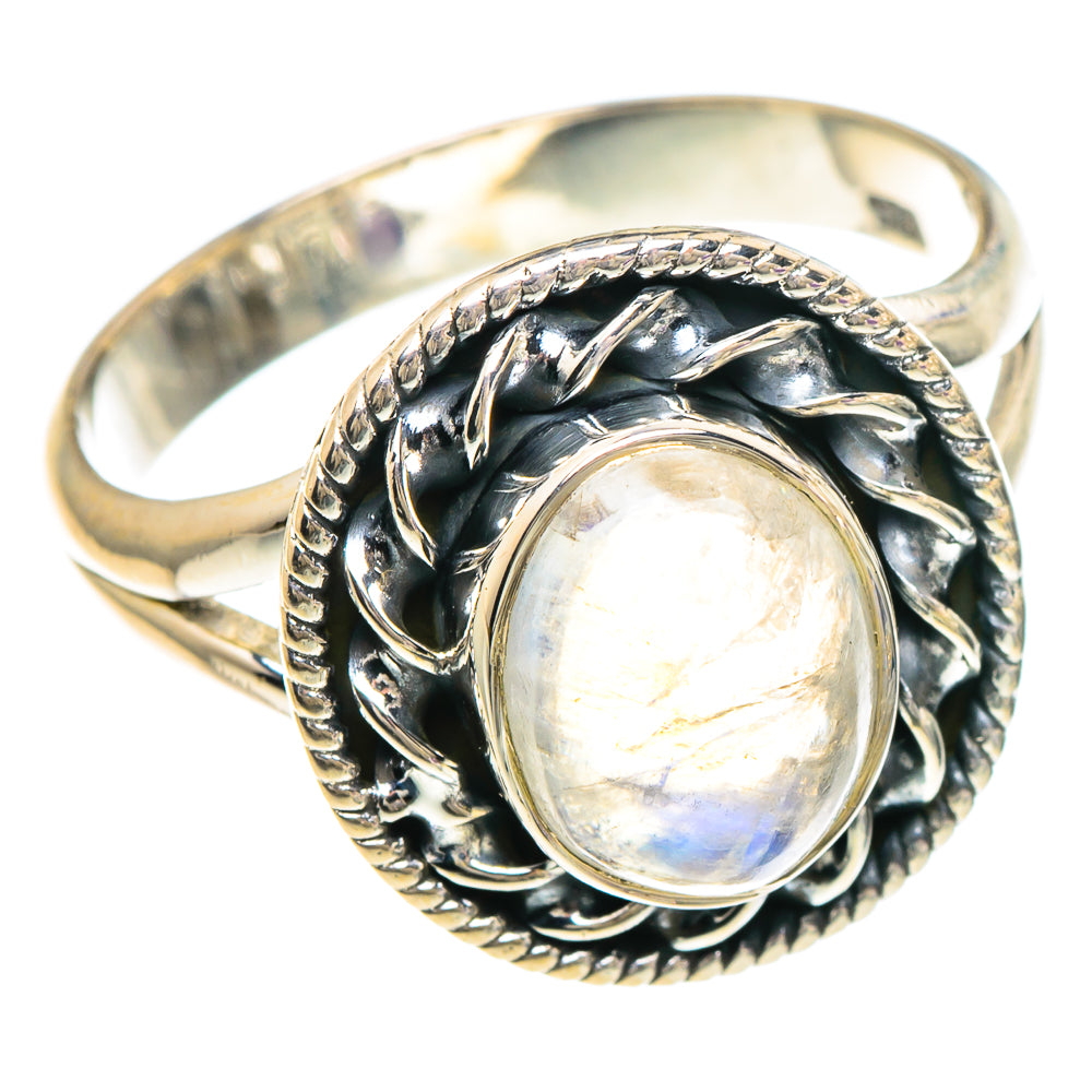 Rainbow Moonstone Rings handcrafted by Anasilvercos - RING94033