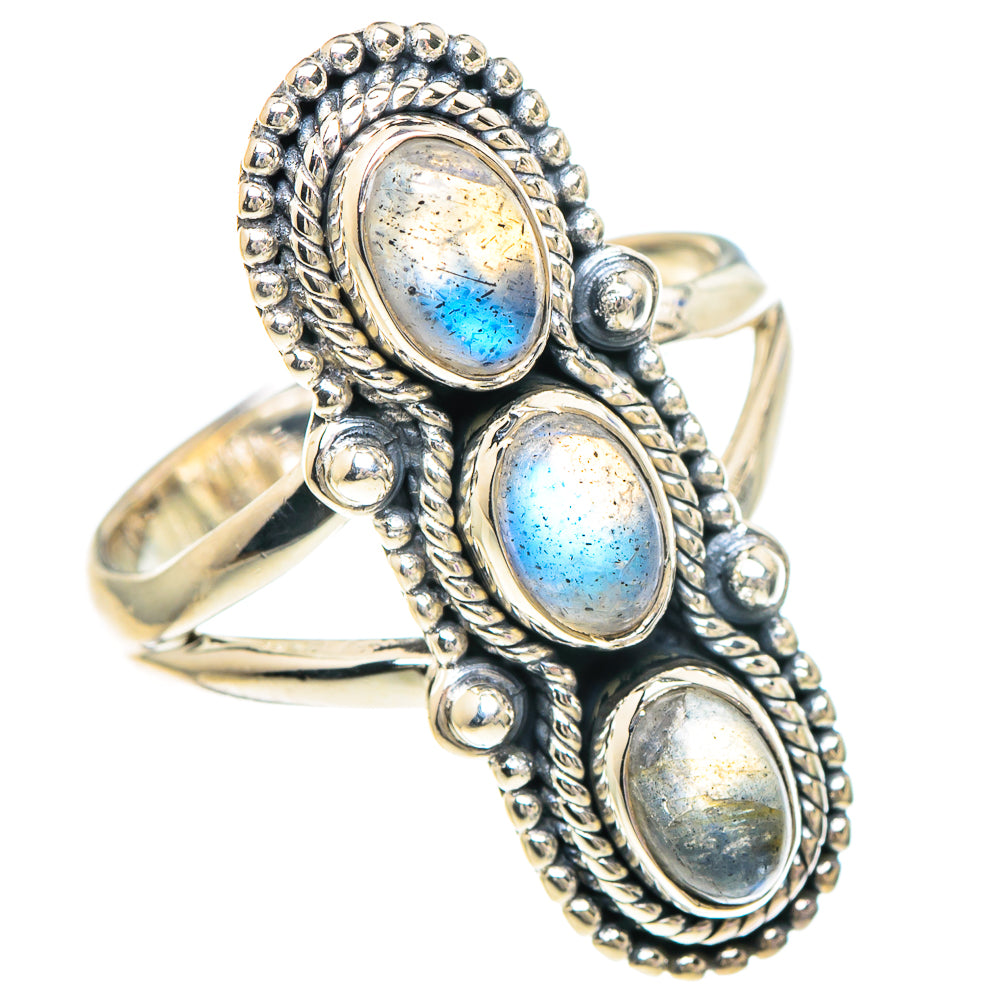 Rainbow Moonstone Rings handcrafted by Anasilvercos - RING94036