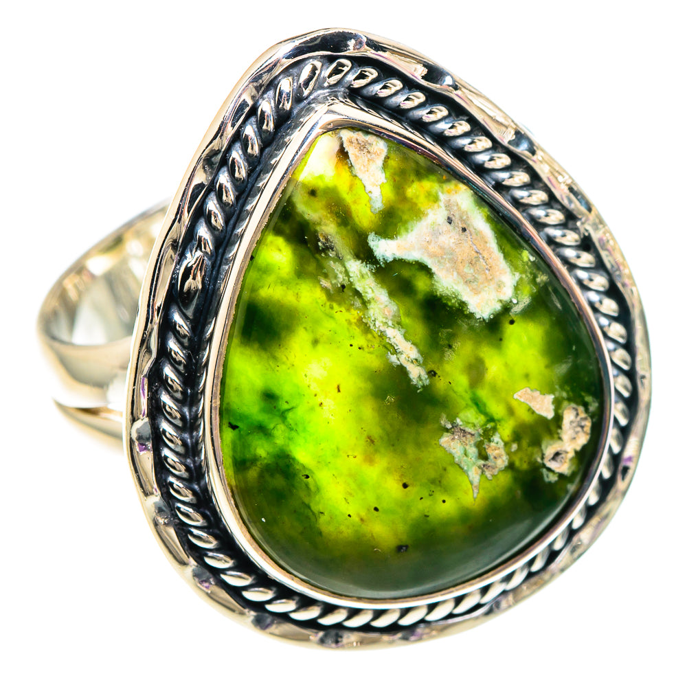 Australian Green Opal Rings handcrafted by Anasilvercos - RING94045