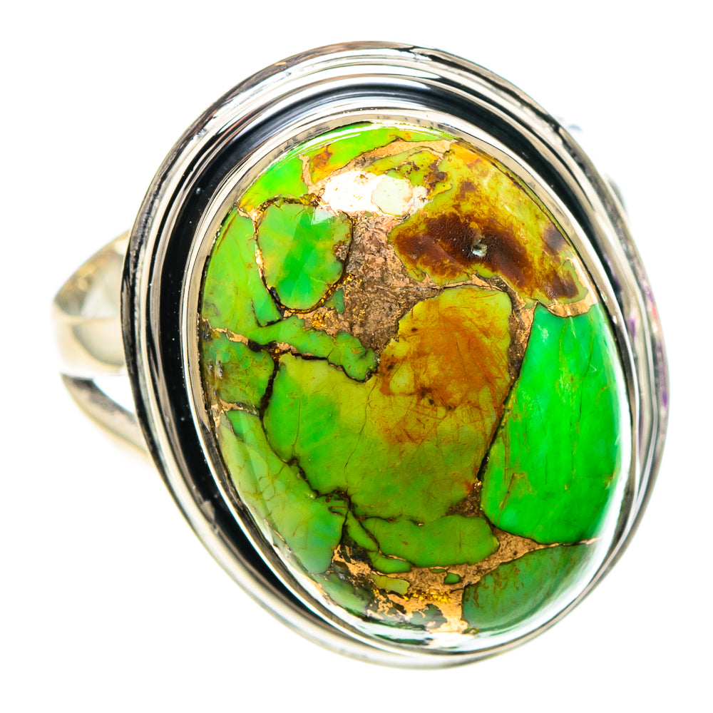 Green Copper Composite Turquoise Rings handcrafted by Anasilvercos - RING94046