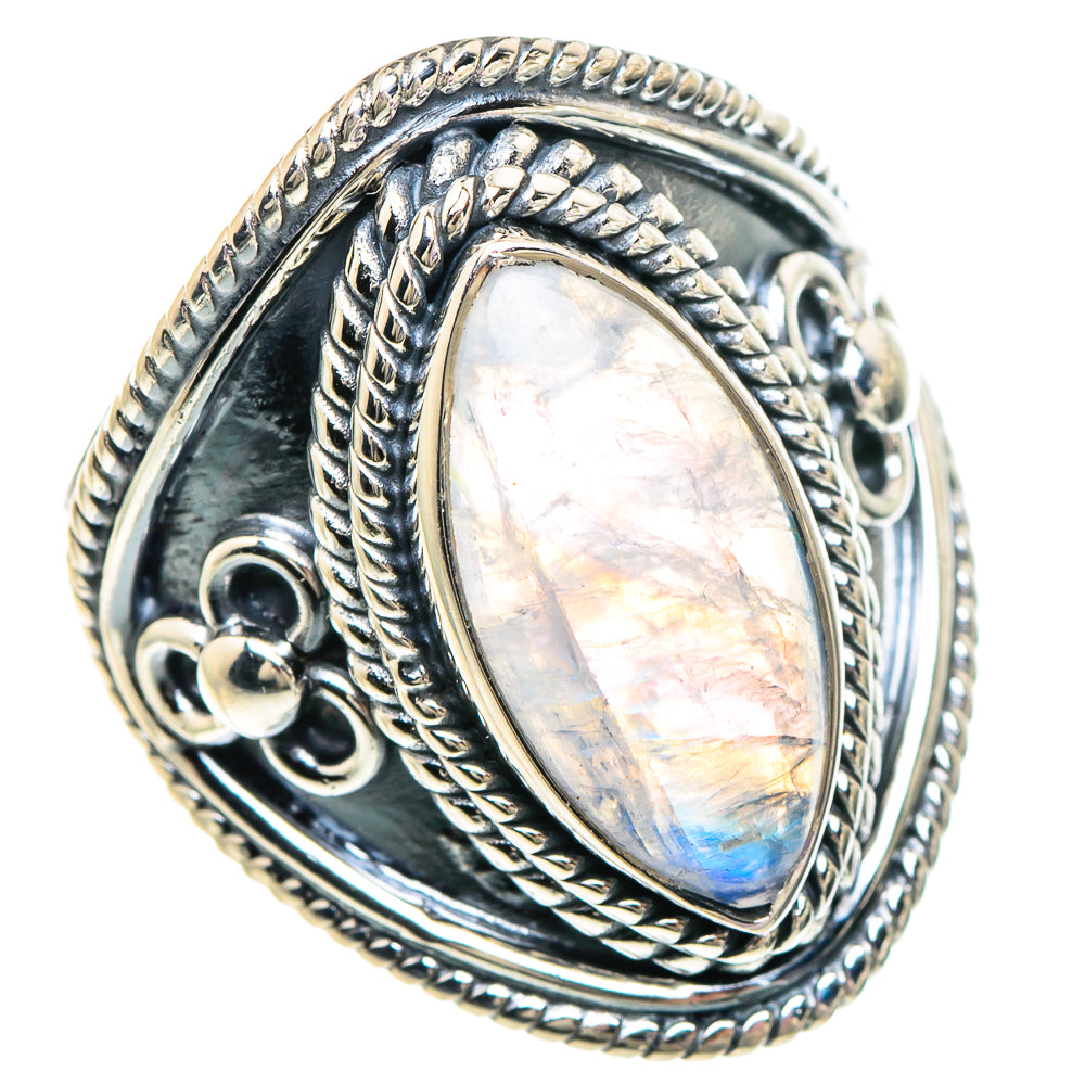 Rainbow Moonstone Rings handcrafted by Anasilvercos - RING94051