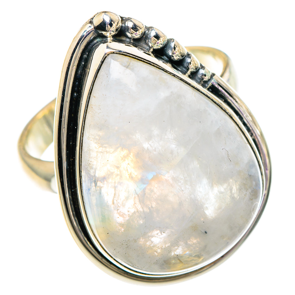 Rainbow Moonstone Rings handcrafted by Anasilvercos - RING94052