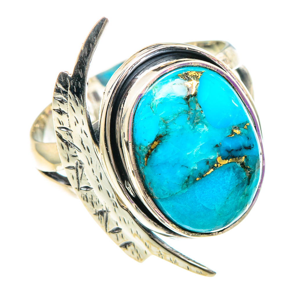 Blue Copper Composite Turquoise Rings handcrafted by Anasilvercos - RING94061