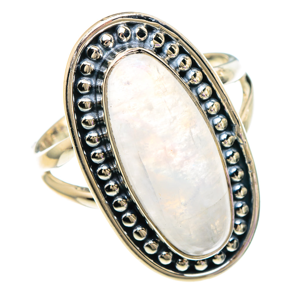 Rainbow Moonstone Rings handcrafted by Anasilvercos - RING94072