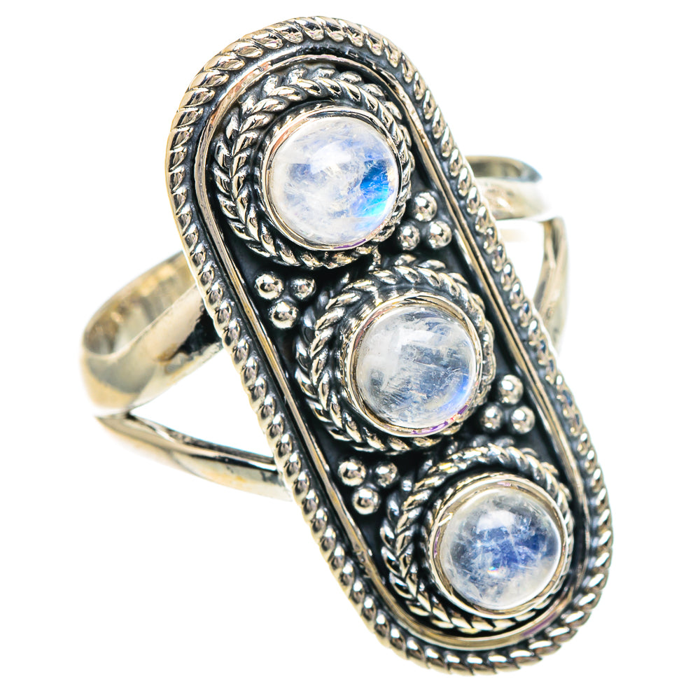Rianbow Moonstone Rings handcrafted by Anasilvercos - RING94073
