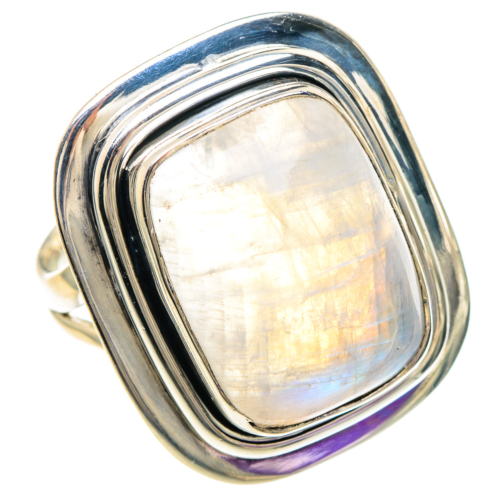 Rainbow Moonstone Rings handcrafted by Anasilvercos - RING94075