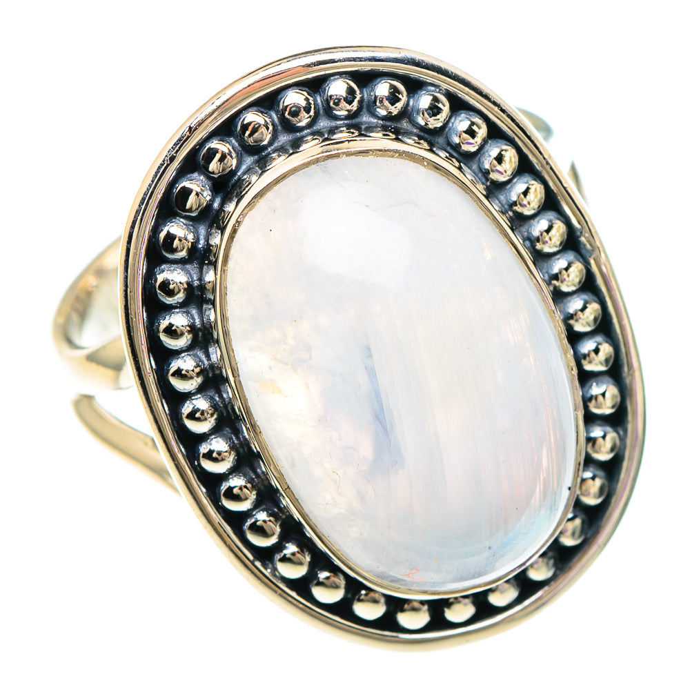 Rainbow Moonstone Rings handcrafted by Anasilvercos - RING94076